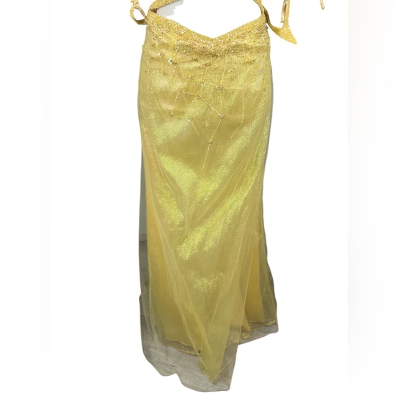 Precious Formals Dress Gown Beaded Yellow Two Pieces Prom Party sz 8 - Picture 3 of 15